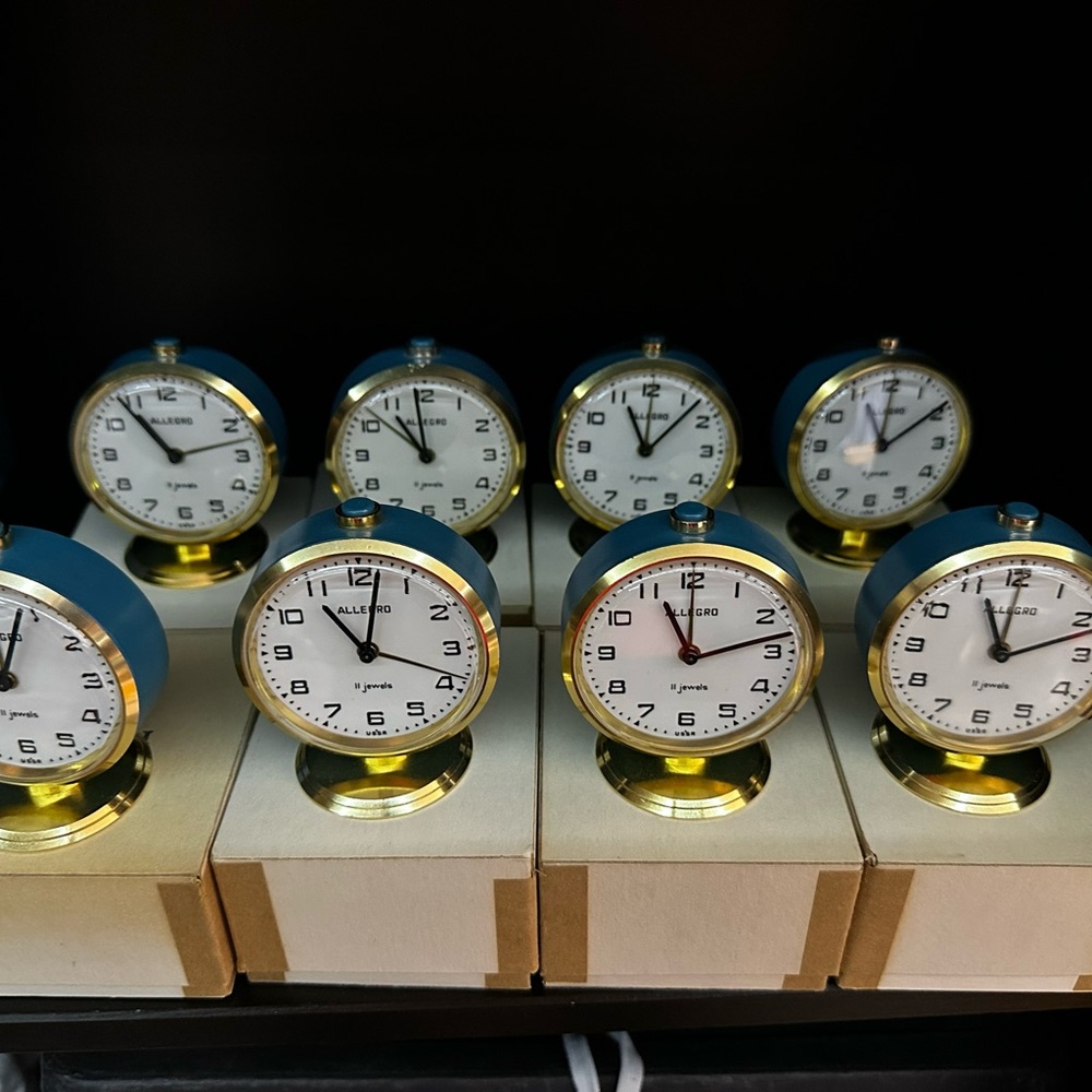 Classic Blue and Gold Alarm Clock by